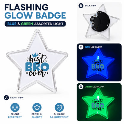 Best Bro Ever LED Light-Up Star Badge for Brother | Flashing Glow Rakhi Badge - 1PC