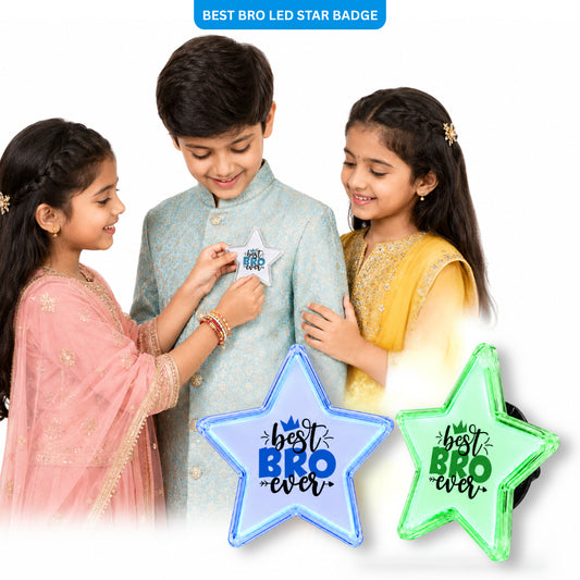 Best Bro Ever LED Light-Up Star Badge for Brother | Flashing Glow Rakhi Badge - 1PC