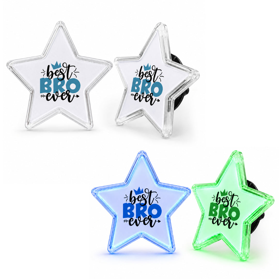 Best Bro Ever LED Light-Up Star Badge for Brother | Flashing Glow Rakhi Badge - 1PC