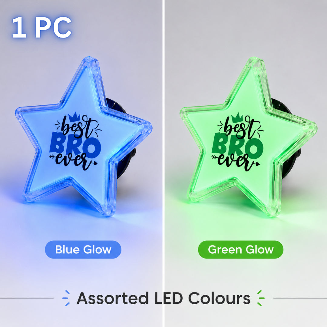 Best Bro Ever LED Light-Up Star Badge for Brother | Flashing Glow Rakhi Badge - 1PC