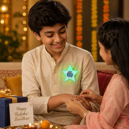 Best Bro Ever LED Light-Up Star Badge for Brother | Flashing Glow Rakhi Badge - 1PC