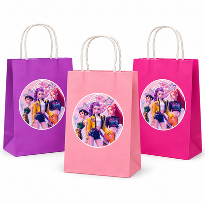 K-Pop Inspired Assorted Colour Gift Bags – Pack of 12 | Pop Star Theme Birthday Party Return Gift Bags
