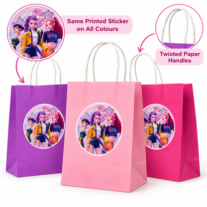 K-Pop Inspired Assorted Colour Gift Bags – Pack of 12 | Pop Star Theme Birthday Party Return Gift Bags
