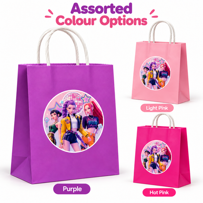 K-Pop Inspired Assorted Colour Gift Bags – Pack of 12 | Pop Star Theme Birthday Party Return Gift Bags
