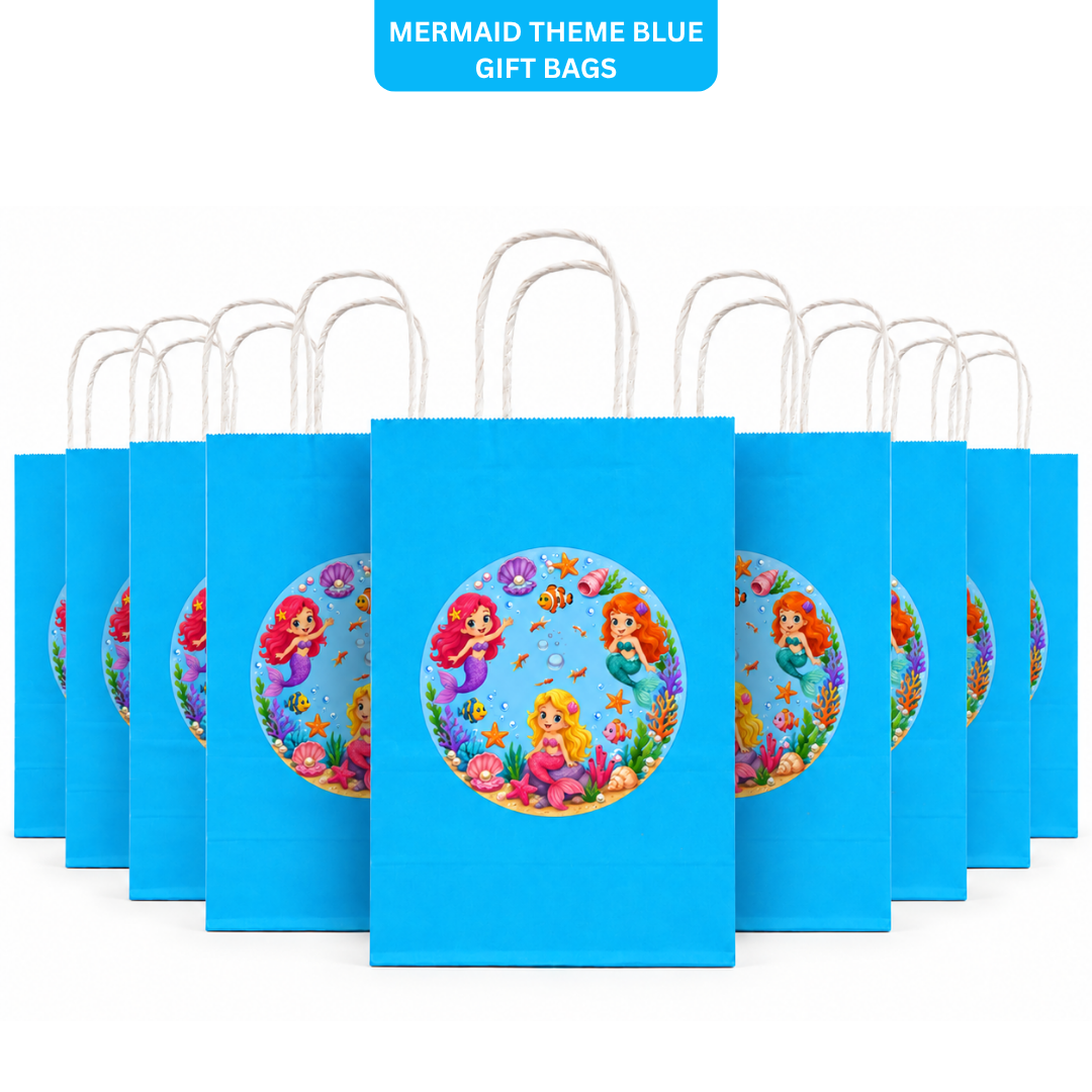Mermaid Theme Blue Gift Bags - 12PC