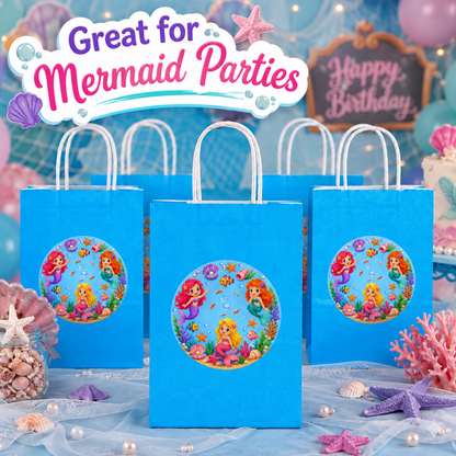 Mermaid Theme Blue Gift Bags - 12PC
