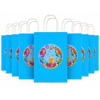 Mermaid Theme Blue Gift Bags - 12PC