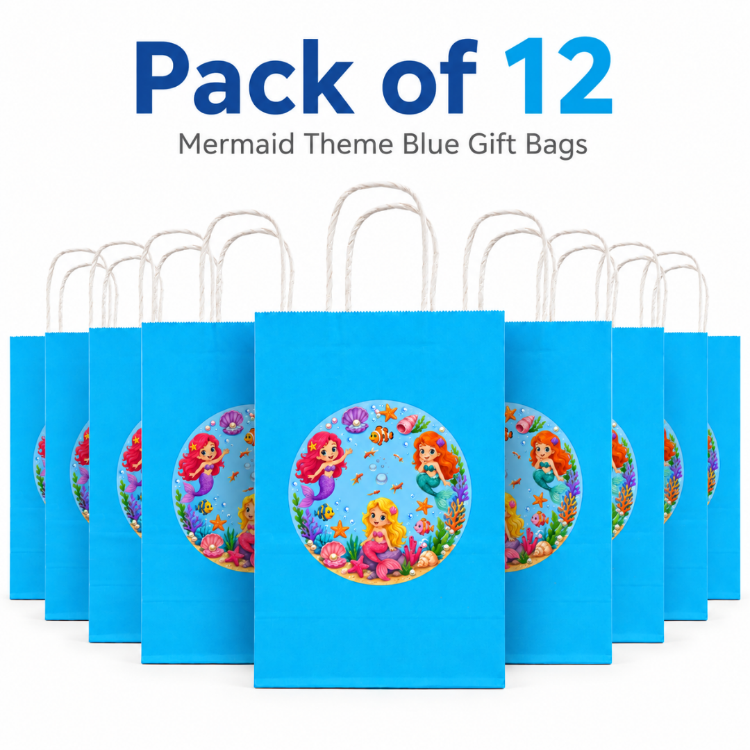 Mermaid Theme Blue Gift Bags - 12PC