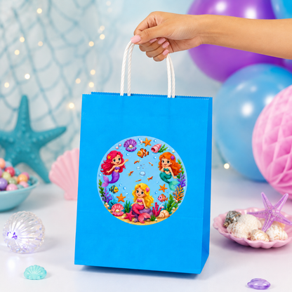 Mermaid Theme Blue Gift Bags - 12PC