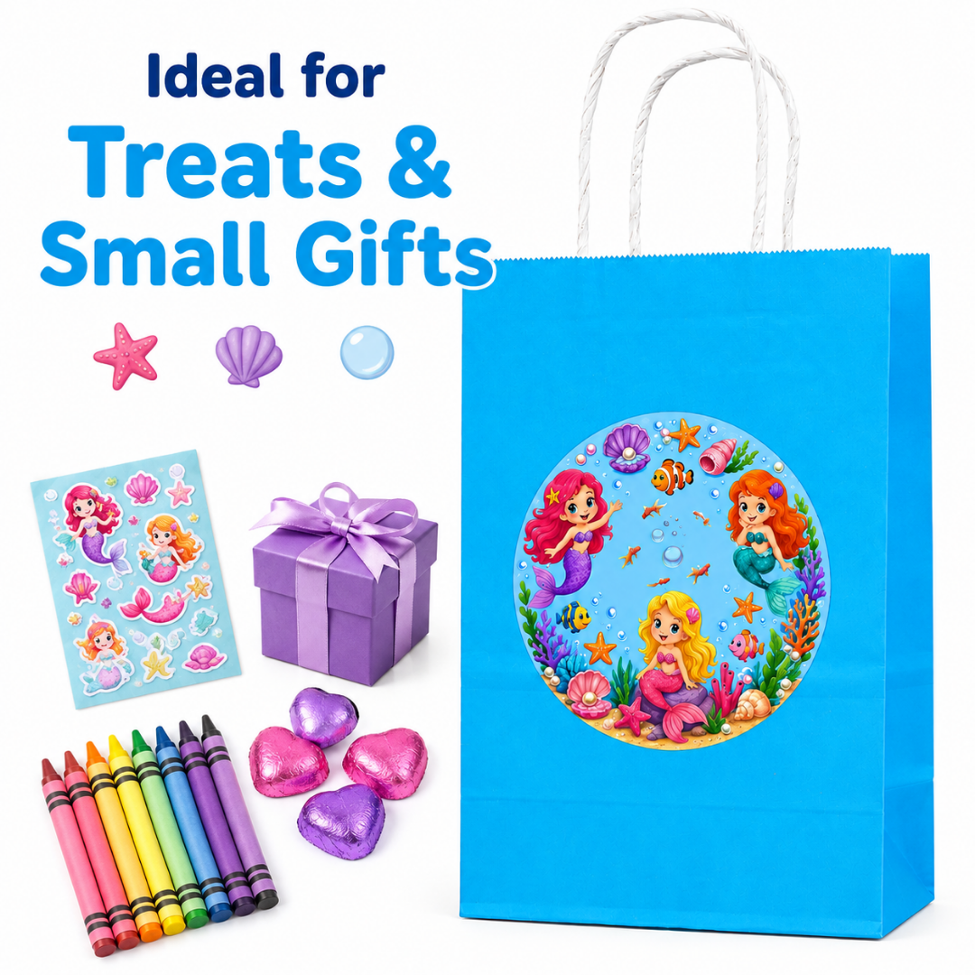 Mermaid Theme Blue Gift Bags - 12PC