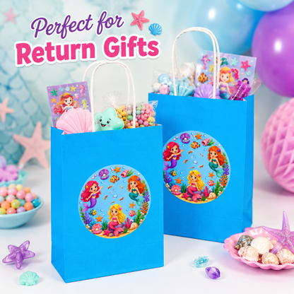 Mermaid Theme Blue Gift Bags - 12PC