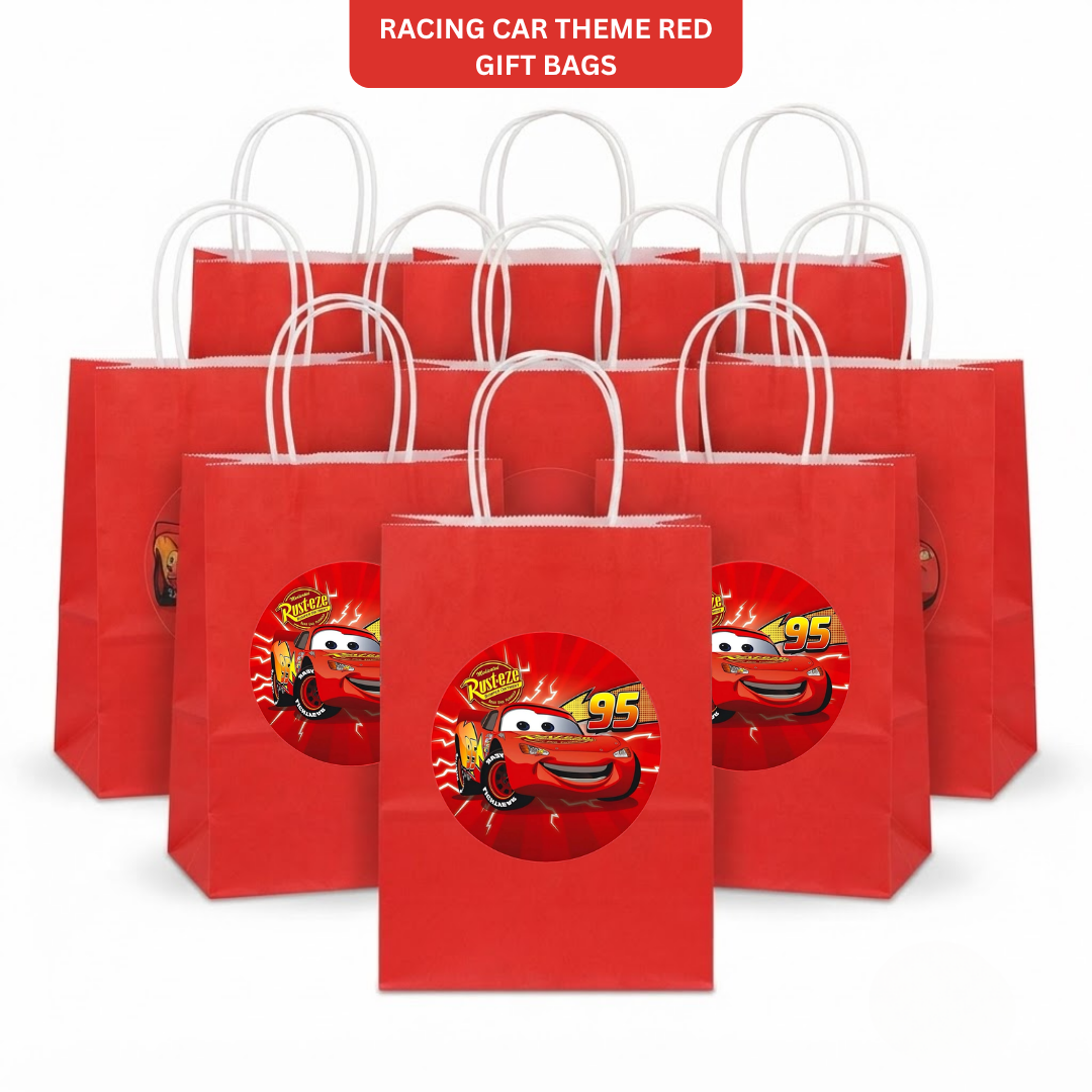 Racing Car Theme Red Gift Bags - 12PC