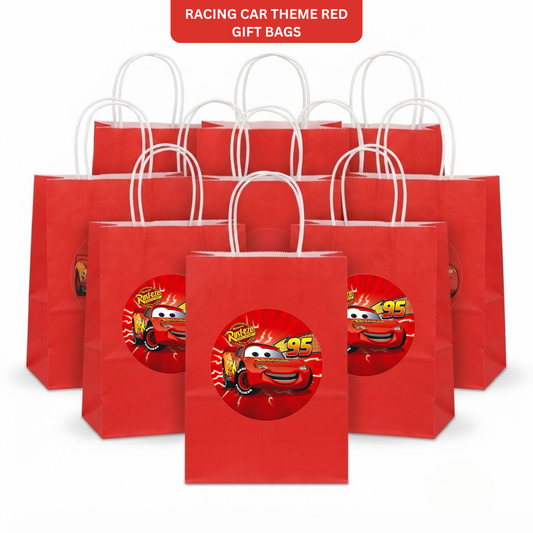 Racing Car Theme Red Gift Bags - 12PC