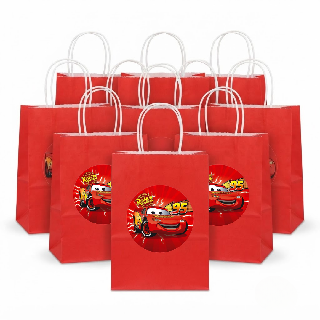 Racing Car Theme Red Gift Bags - 12PC