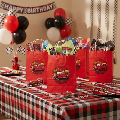 Racing Car Theme Red Gift Bags - 12PC