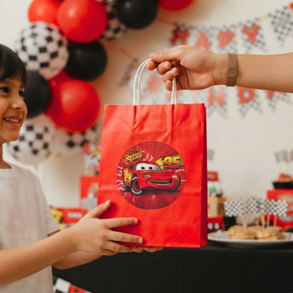 Racing Car Theme Red Gift Bags - 12PC