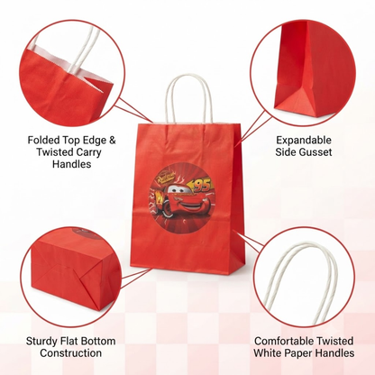 Racing Car Theme Red Gift Bags - 12PC