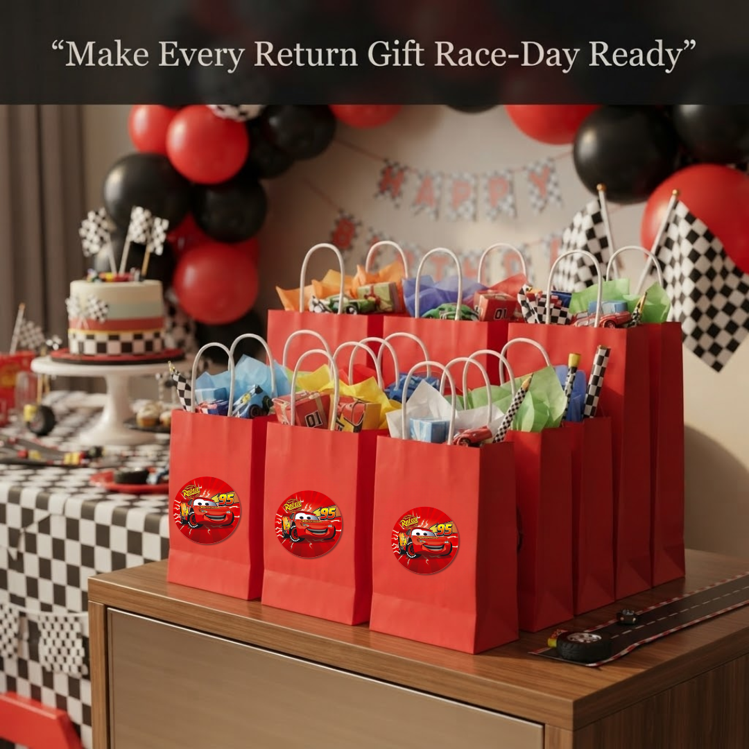 Racing Car Theme Red Gift Bags - 12PC