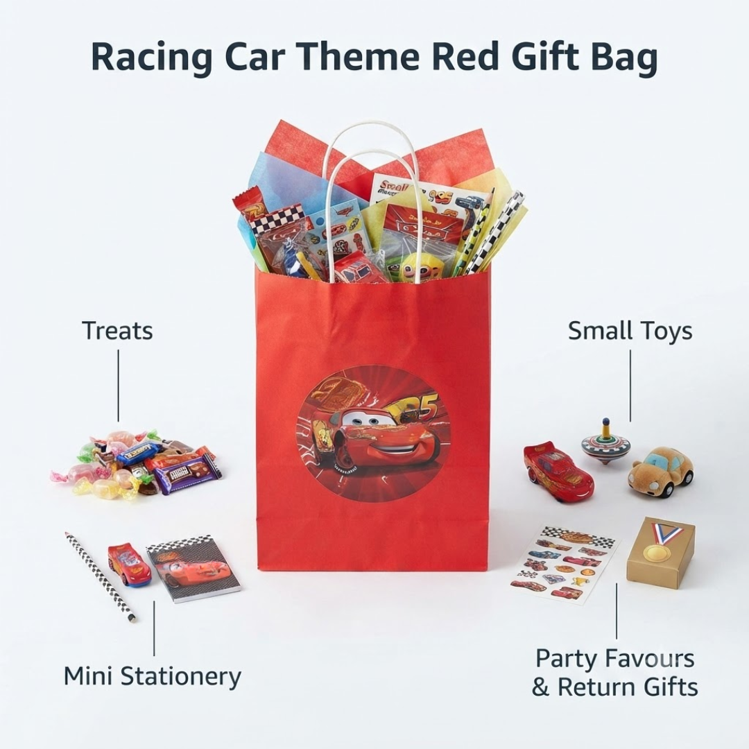 Racing Car Theme Red Gift Bags - 12PC