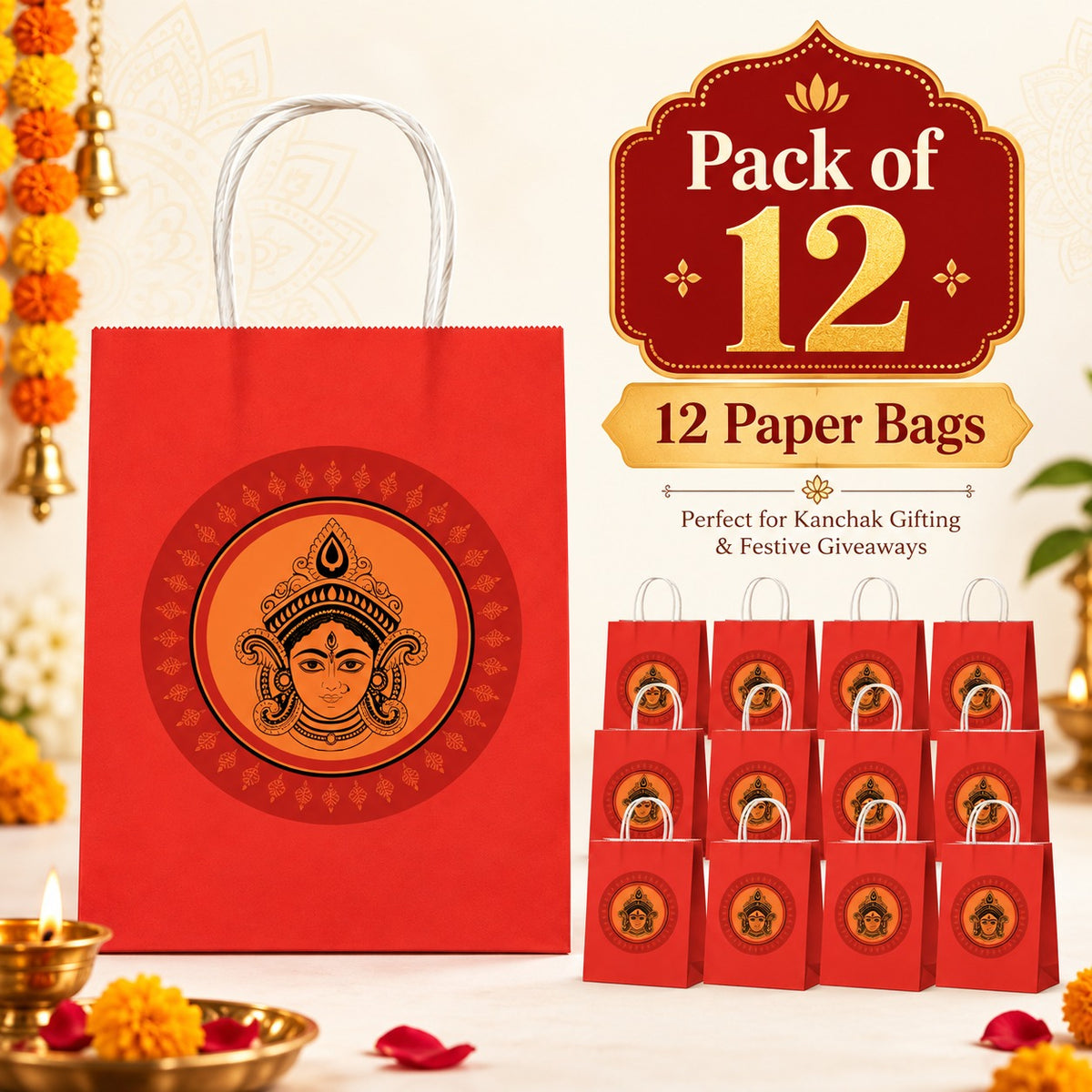 Durga Mata Kanjak Gift Bags - 12PC