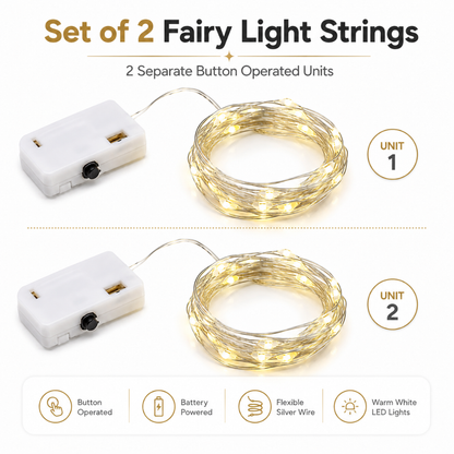 Button Operated LED String Lights - 2PC