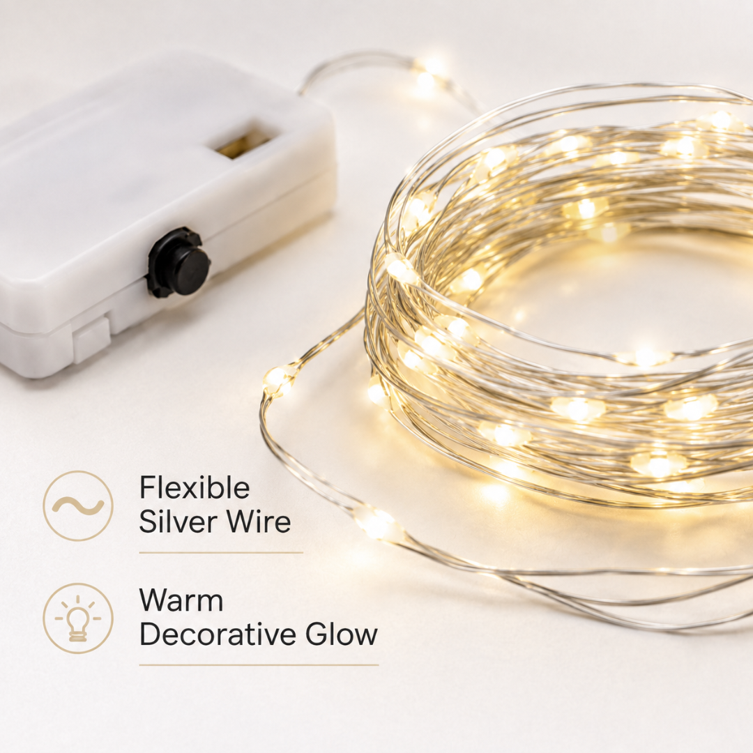 Button Operated LED String Lights - 2PC