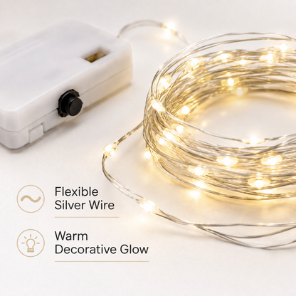 Button Operated LED String Lights - 2PC