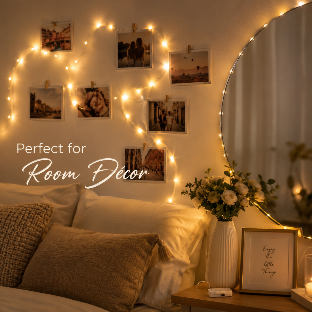 Button Operated LED String Lights - 2PC