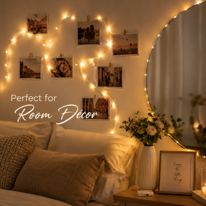 Button Operated LED String Lights - 2PC
