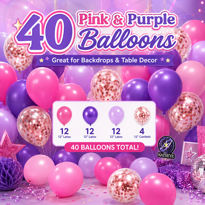 Katseye Inspired Birthday Decoration Combo for Girls - 40PC Set | Banner, Cutouts, Balloons & Party Décor Kit
