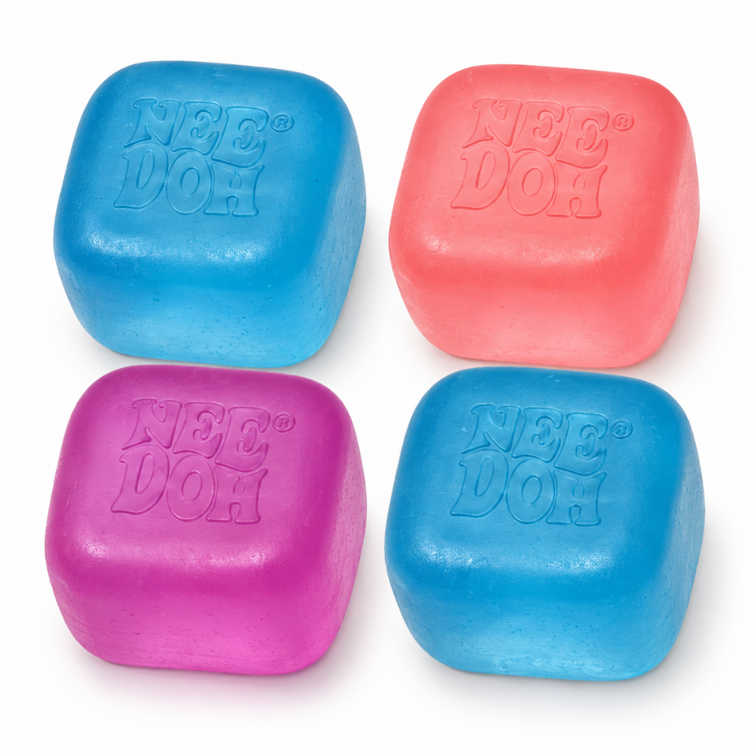 NeeDoh Nice Ice Baby Squishy Fidget Toys - Set of 4 | Soft Square Sensory Squeeze Toys in Assorted Colours for Kids & Adults