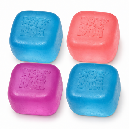 NeeDoh Nice Ice Baby Squishy Fidget Toys - Set of 4 | Soft Square Sensory Squeeze Toys in Assorted Colours for Kids & Adults