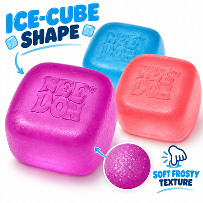 NeeDoh Nice Ice Baby Squishy Fidget Toys - Set of 4 | Soft Square Sensory Squeeze Toys in Assorted Colours for Kids & Adults