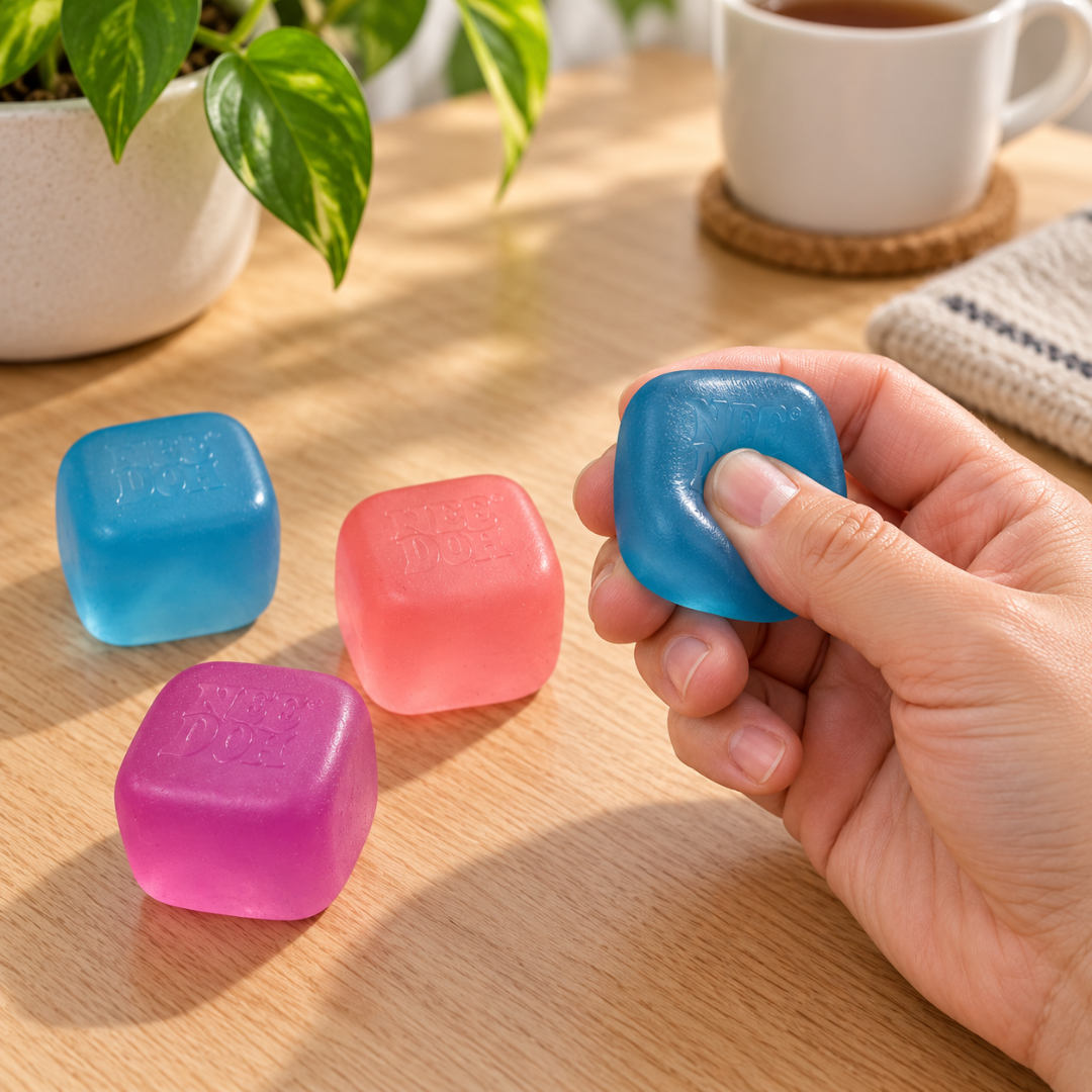 NeeDoh Nice Ice Baby Squishy Fidget Toys - Set of 4 | Soft Square Sensory Squeeze Toys in Assorted Colours for Kids & Adults