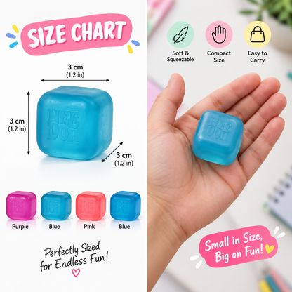 NeeDoh Nice Ice Baby Squishy Fidget Toys - Set of 4 | Soft Square Sensory Squeeze Toys in Assorted Colours for Kids & Adults