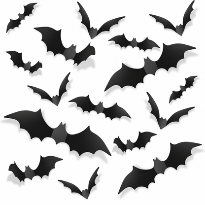 Halloween Bat Decorations - Pack of 20 | Black Bat Sticker Cutouts for Wall, Door, Window & Spooky Party Décor