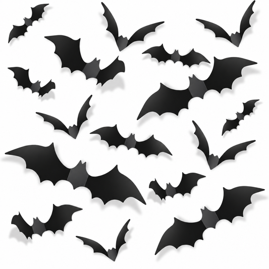 Halloween Bat Decorations - Pack of 20 | Black Bat Sticker Cutouts for Wall, Door, Window & Spooky Party Décor