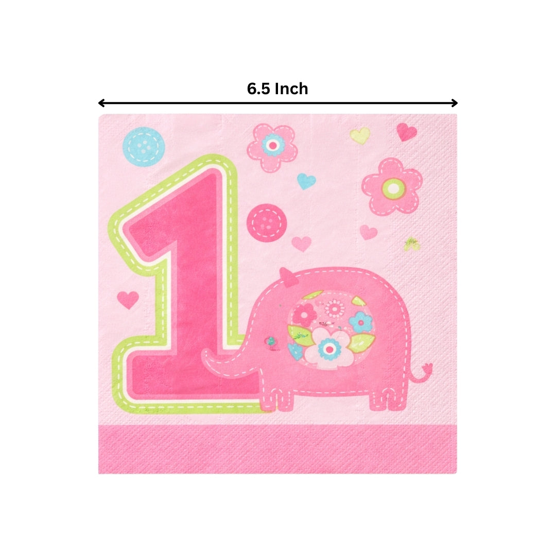 One Wild Girl Beverage Napkins - 1st Birthday Party Supplies - 16 Pc