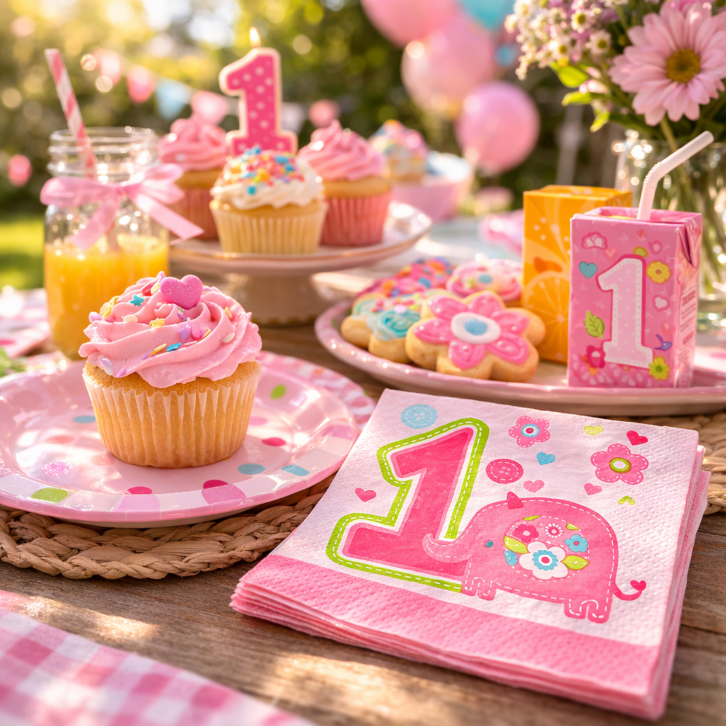 One Wild Girl Beverage Napkins - 1st Birthday Party Supplies - 16 Pc