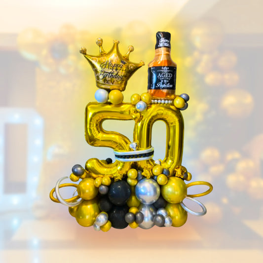 Balloon Bouquet - 50th Birthday with Customized Name Sticker