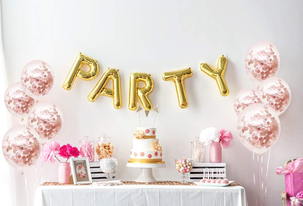 Rose Gold Confetti Balloons Combo - 10PC