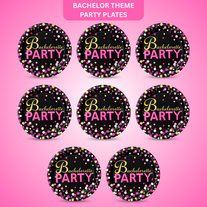 Bachelorette Party Metallic Dessert Plates 7 Inch – Pack of 8