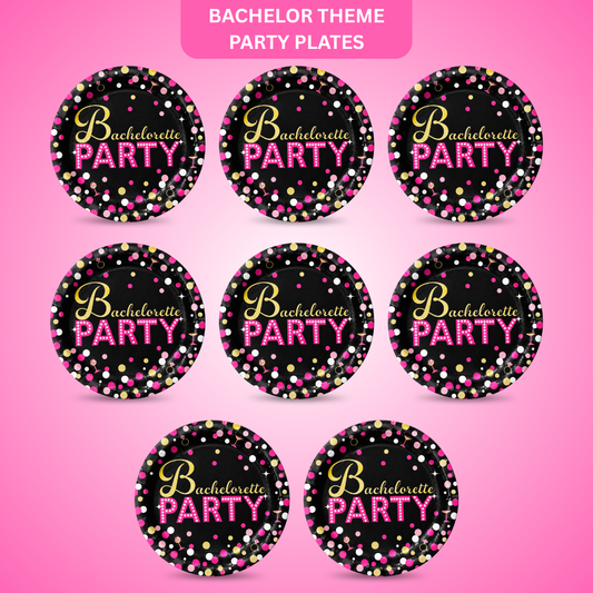 Bachelorette Party Metallic Dessert Plates 7 Inch – Pack of 8
