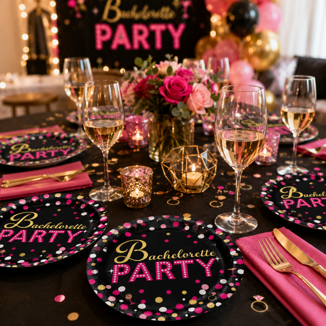 Bachelorette Party Metallic Dessert Plates 7 Inch – Pack of 8