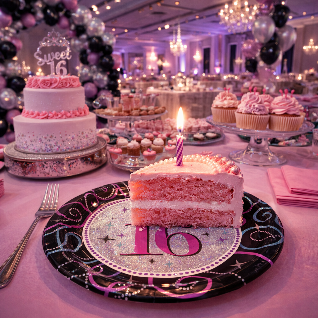 Sweet 16 Birthday Party Paper Plates - 9 inches - 8PC