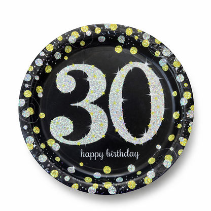 Happy 30 Birthday Party Paper Plates - 9 inches - 8PC