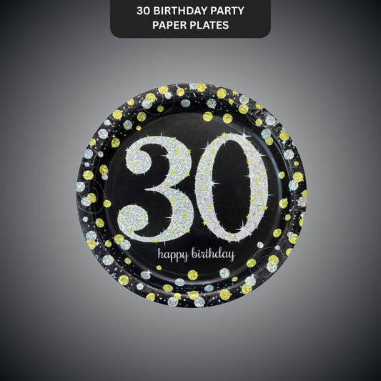 Happy 30 Birthday Party Paper Plates - 9 inches - 8PC