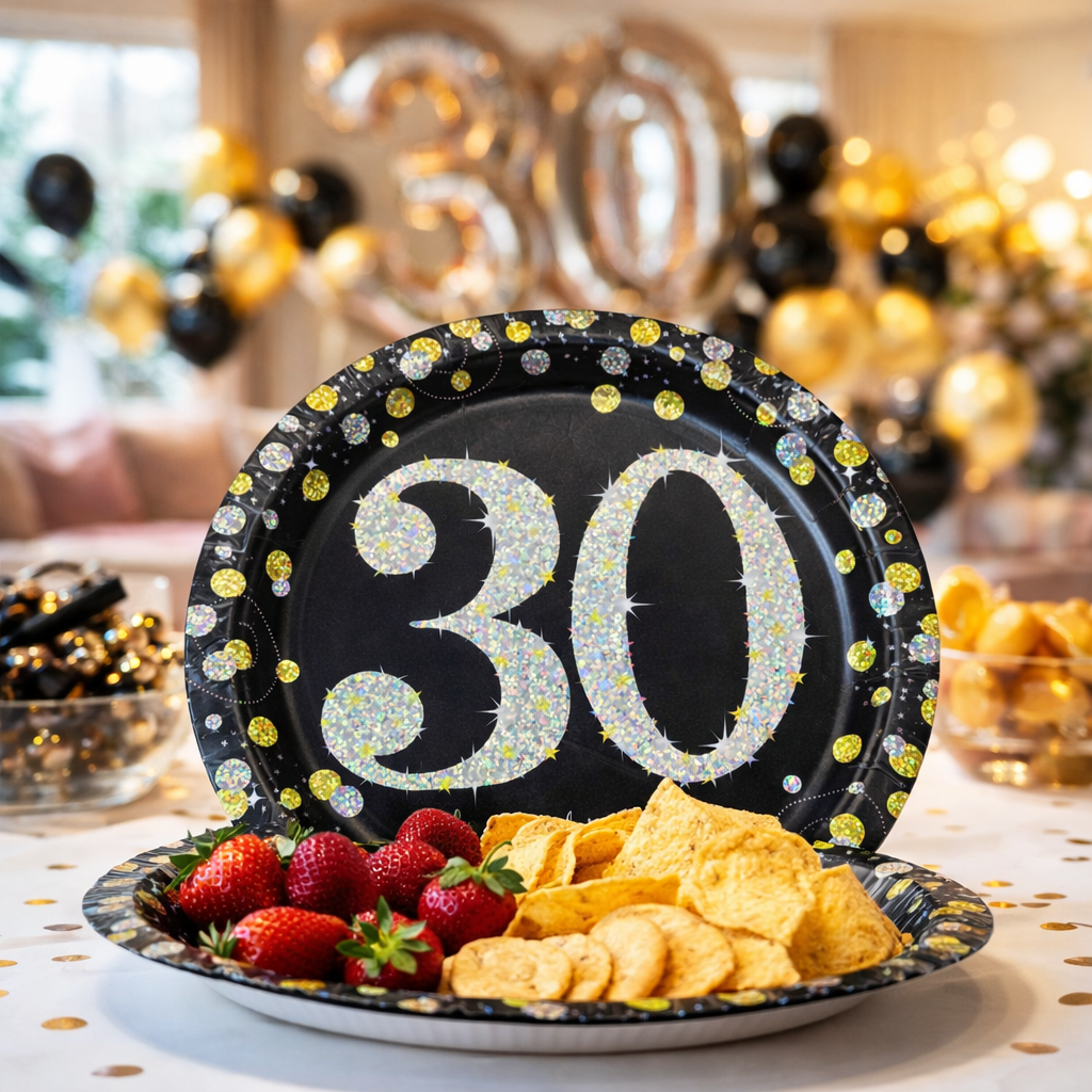 Happy 30 Birthday Party Paper Plates - 9 inches - 8PC