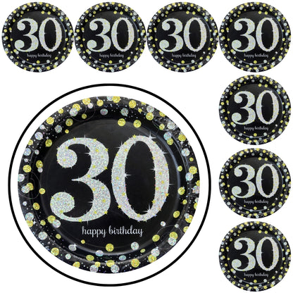 Happy 30 Birthday Party Paper Plates - 9 inches - 8PC