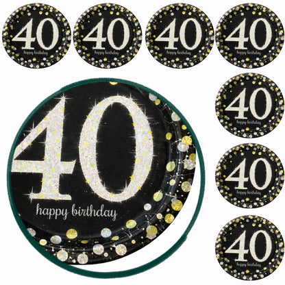Happy 40 Birthday Party Paper Plates - 9 inches - 8PC